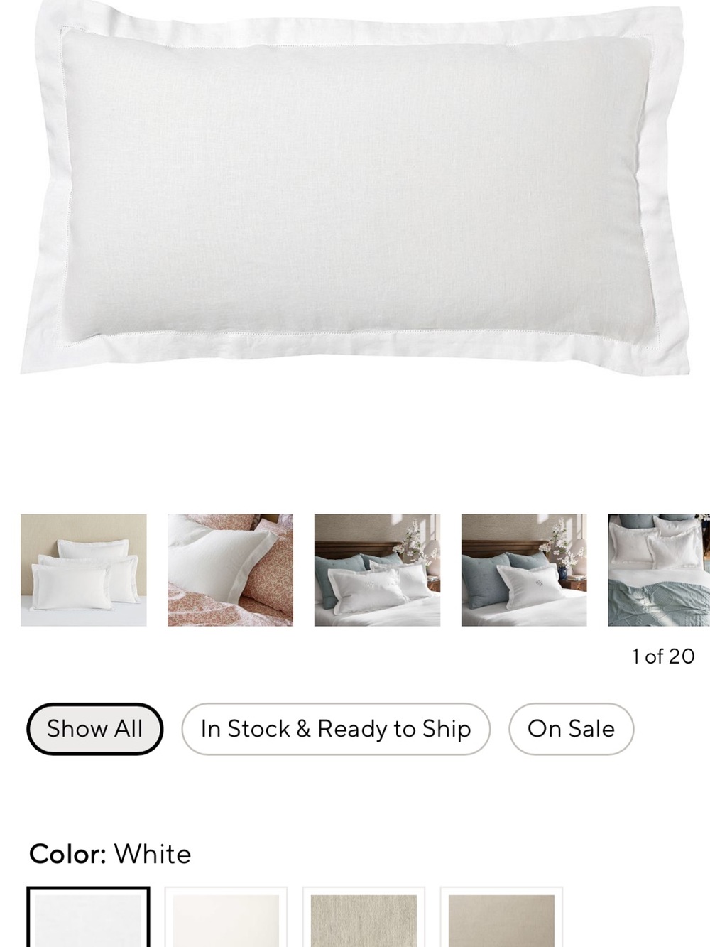 Pottery Barn White Linen King Size Pillow Shams Set of 2